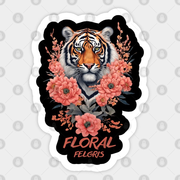 floral tiger felgris Sticker by dodolanlaku